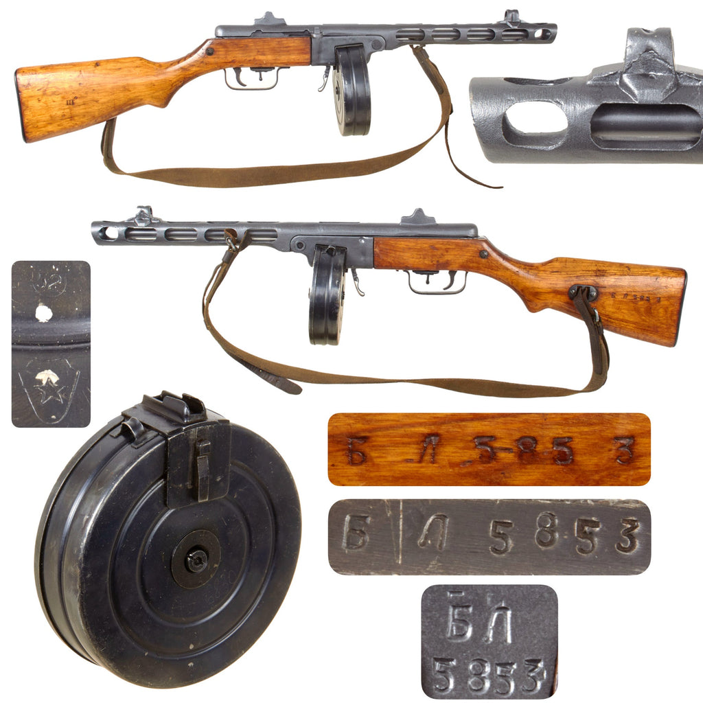 Original Soviet WWII PPSh-41 Aluminum Receiver Display Machine Pistol Serial БЛ 5853 with Drum Magazine and Sling Original Items