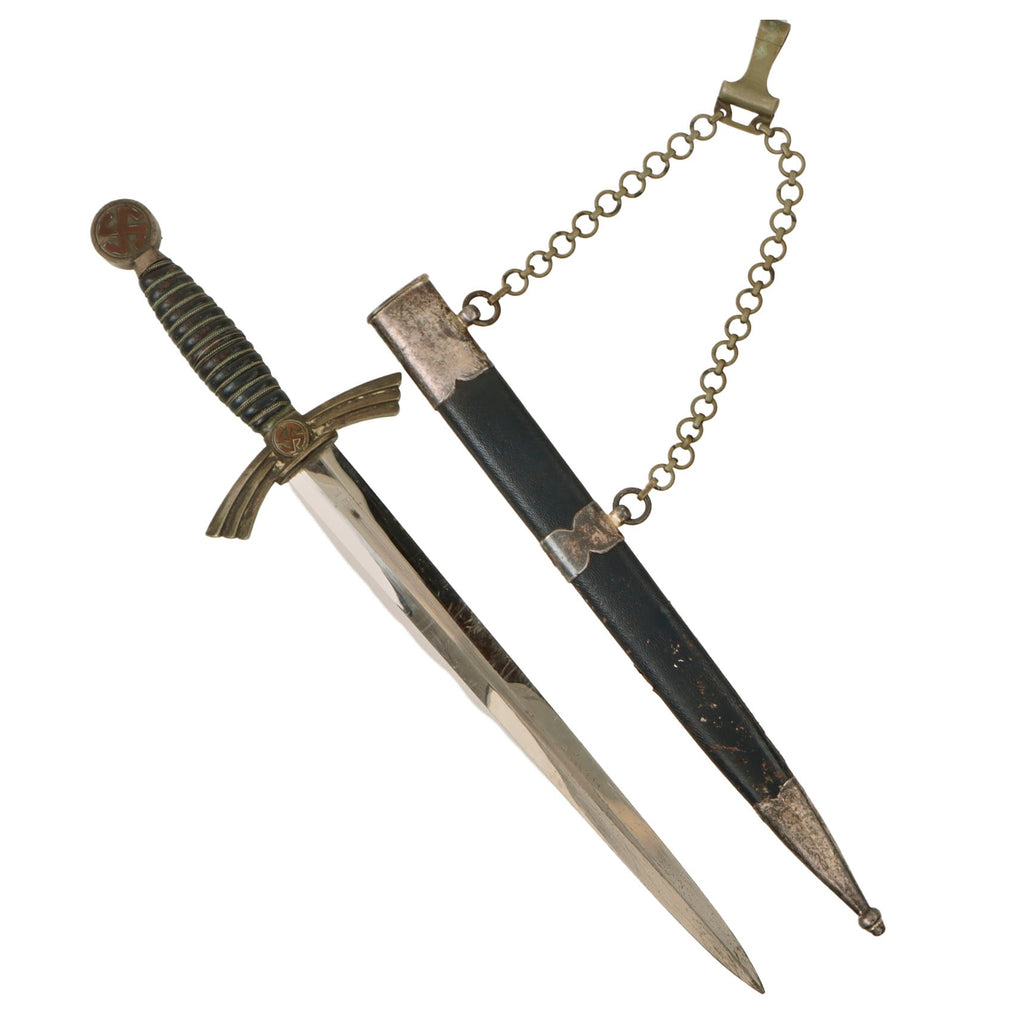 Original German WWII Early 1st Model Luftwaffe Dagger by SMF with Scabbard & Belt Hanger Original Items