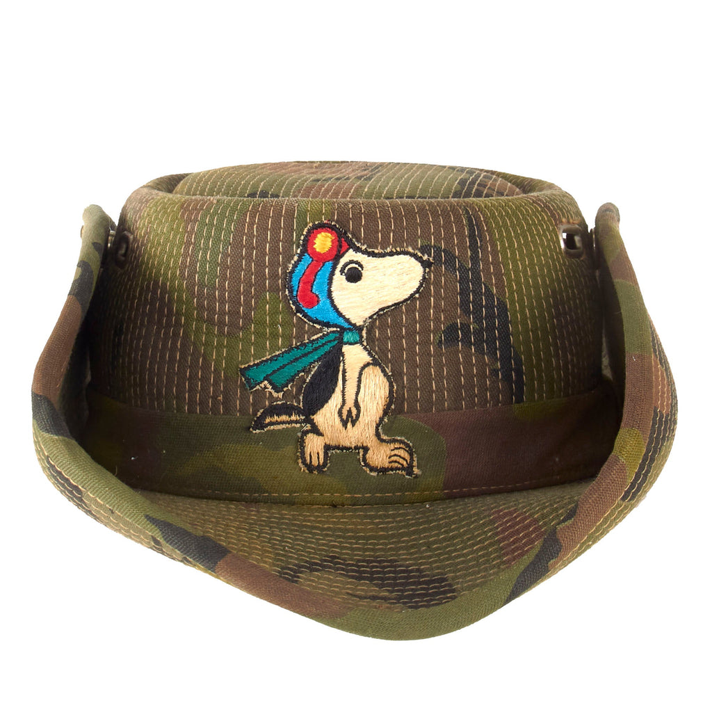 Original U.S. Vietnam War US Army Incountry-Made “Cowboy” Bush Hat with Snoopy & Flag Patch Original Items