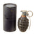 Original U.S. WWII Inert MkII Pineapple Grenade with Yellow Ring and M10A2 Fuze by The American Fireworks Company in Original Husk Original Items