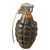 Original U.S. WWII Inert MkII Pineapple Grenade with Yellow Ring and M10A2 Fuze by The American Fireworks Company in Original Husk Original Items