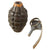 Original U.S. WWII Inert MkII Pineapple Grenade with Yellow Ring and M10A2 Fuze by The American Fireworks Company in Original Husk Original Items