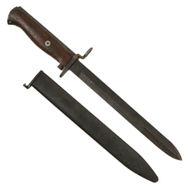 Original Norwegian M1894 Bayonet for Krag–Jørgensen Rifles & Carbines Made Under German Occupation with Waffenamt Stamp Converted to Fit M1 Carbine Post-WWII with Scabbard