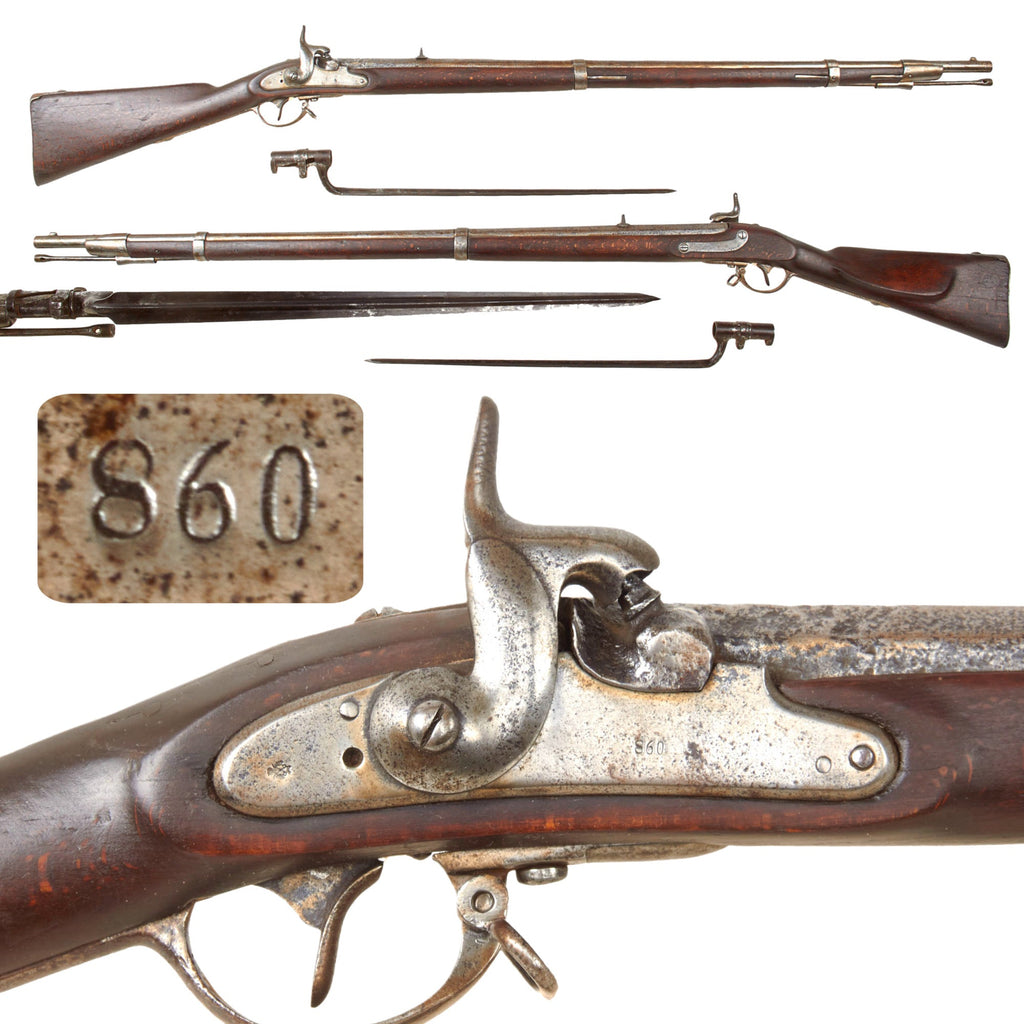Original U.S. Civil War Austrian M1854 Lorenz .54cal Percussion Rifle with Socket Bayonet - dated 1860 Original Items