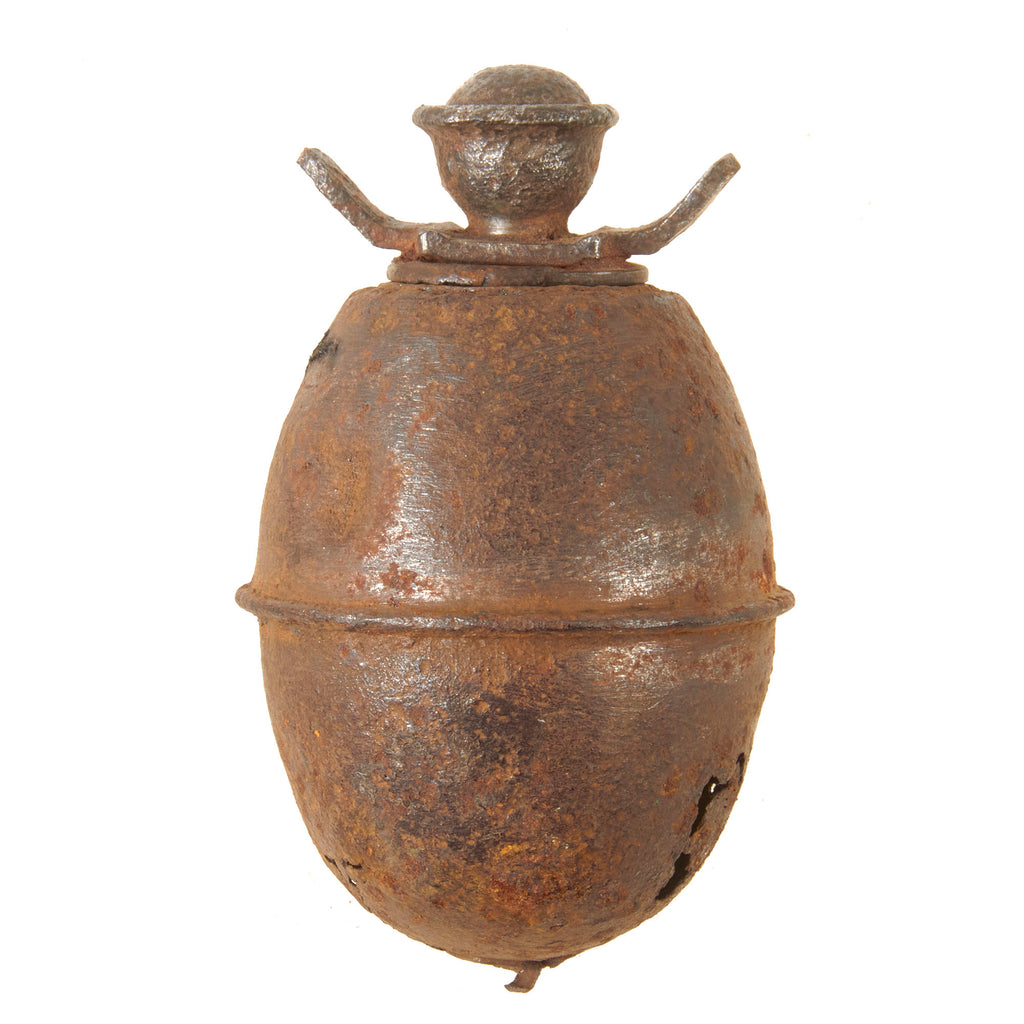 Original German WWII Relic Model 39 Egg Hand Grenade with Original Detached Fuze & Wings Dated 1944 - Inert Eierhandgranate