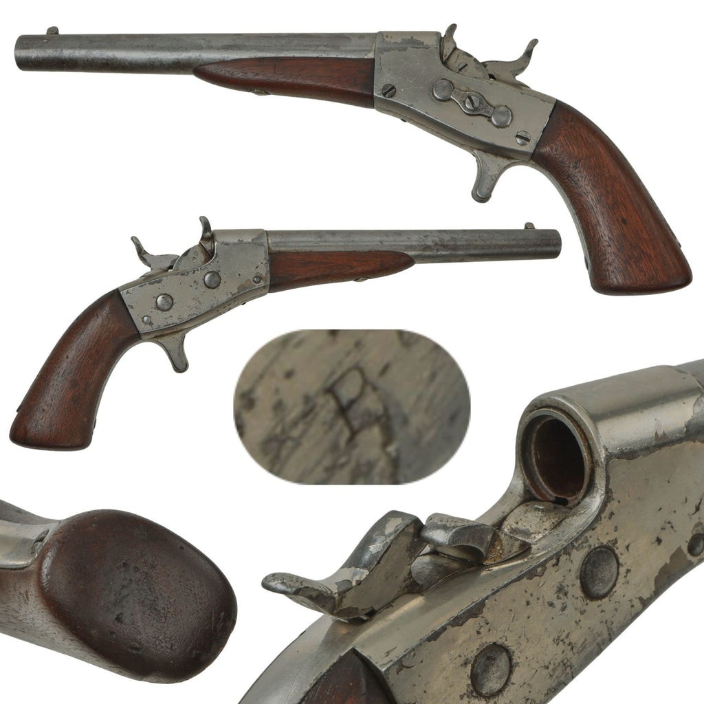 Original U.S. Nickel Plated Remington Model 1867 Navy Rolling Block Pistol with Spur Trigger in .50cal Centerfire Original Items