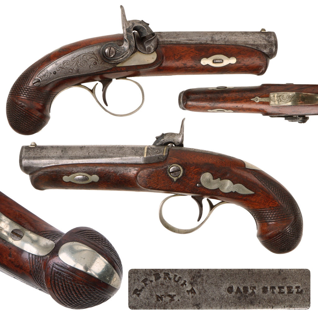 Original U.S. Civil War Era Silver Mounted "Philadelphia Deringer" Style Rifled Pocket Percussion Pistol by R.P. Bruff - circa 1860 Original Items
