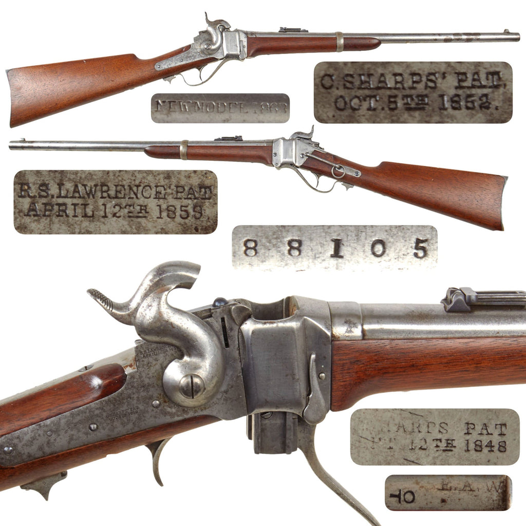 Original U.S. Civil War Sharps New Model 1863 Vertical Breech Saddle-Ring Carbine - Serial 88105 - Unconverted Original Items