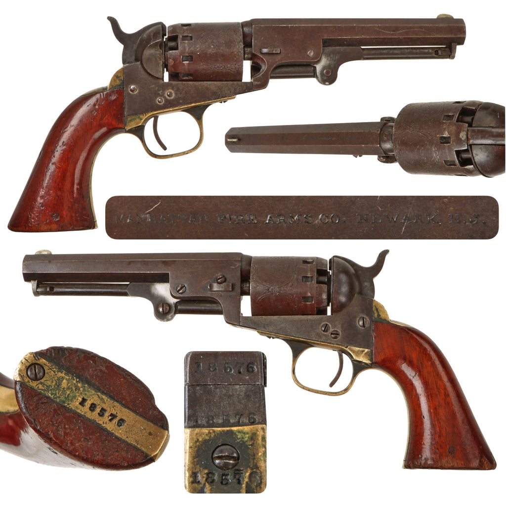 Original U.S. Civil War Manhattan Firearms Series III Navy Percussion Revolver with 5" Barrel - Matching Serial 18576 Original Items