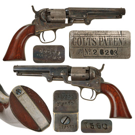 Original U.S. Civil War Excellent Colt M1849 Pocket Percussion Revolver with 5" Barrel and Cylinder Scene Made in 1861 - Serial 187560