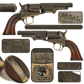 Original U.S. Civil War Colt Model 1862 Pocket Navy .36 Caliber Percussion Revolver with 4 1/2" Barrel, Matching Serial No. 11038, Made in 1862