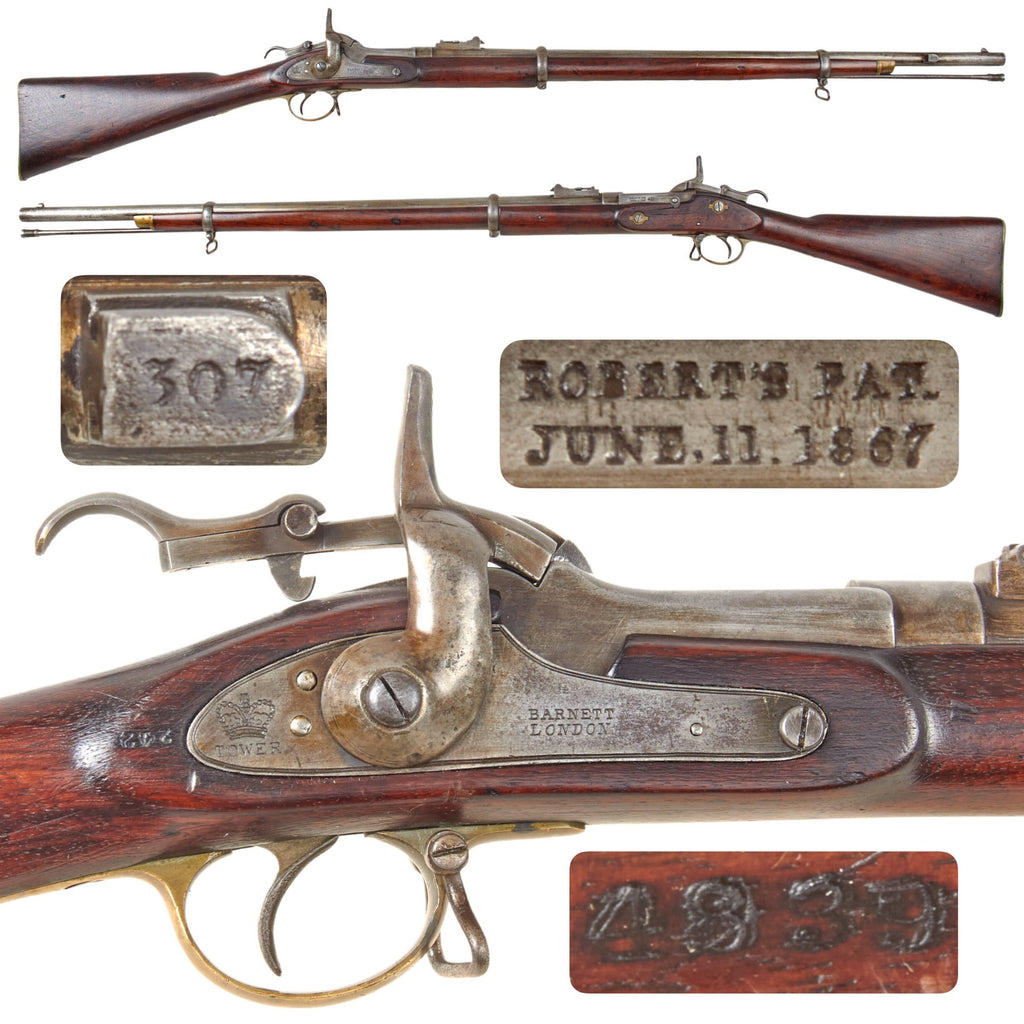 Original British Enfield Two Band Short Rifle by Barnett Converted to Robert's Patent 1867 Breechloader Original Items