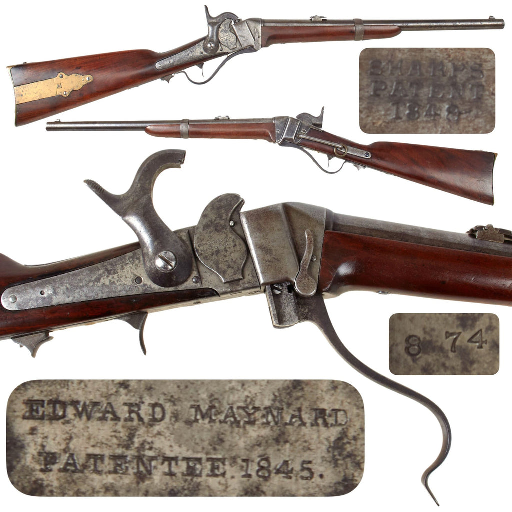 Original U.S. Crimean War Era Rare British Contract Sharps Model 1855 Slant Breech Saddle Ring Cavalry Carbine with Maynard Tape Primer System - Serial 21784 Original Items