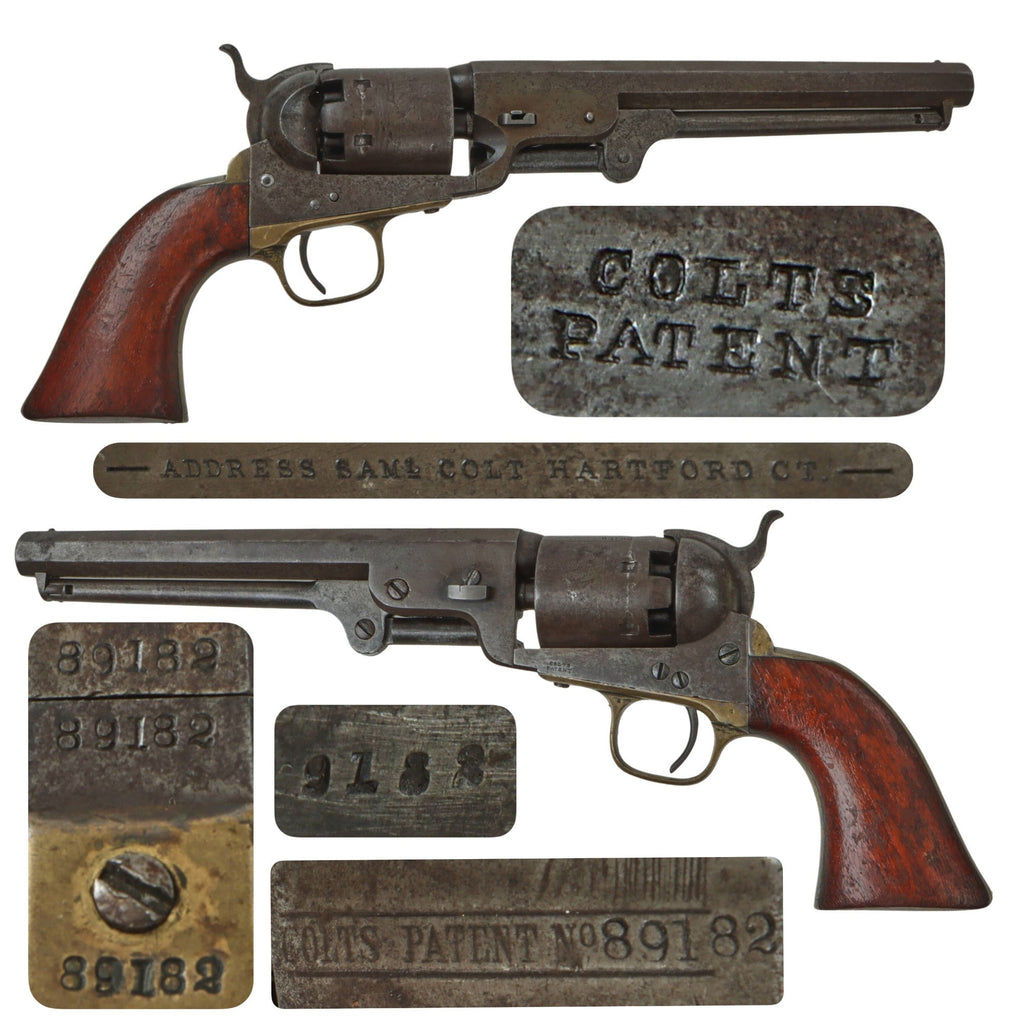 Original U.S. Civil War Colt Model 1851 Navy .36cal Percussion Revolver with Hartford Address and Cylinder Scene Made in 1858 - Serial 89182 Original Items
