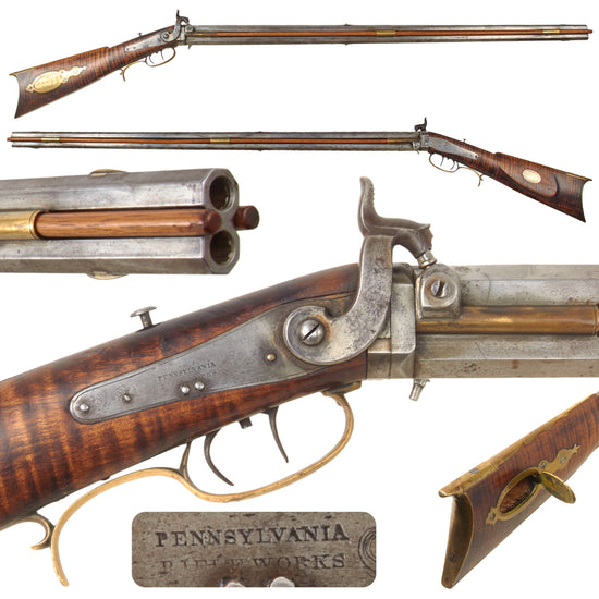Original U.S. Pennsylvania Rifle Works Over & Under Swivel Breech .39cal. Percussion Rifle with Set Trigger - circa 1850 Original Items