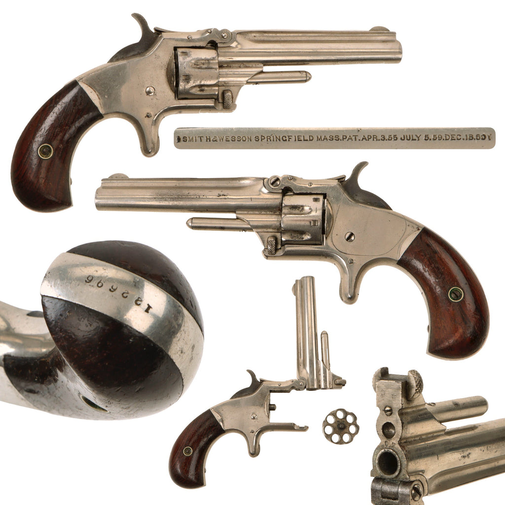 Original U.S. Antique Smith & Wesson Nickel Plated Model 1 3rd Issue Revolver in .22 Short - Matching Serial 122696 Original Items