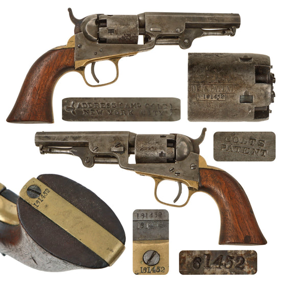 Original U.S. Civil War Colt M1849 .31cal Pocket Percussion Revolver Made in 1860 with 4" Barrel - Excellent Bore - Matching Serial 161452 Original Items