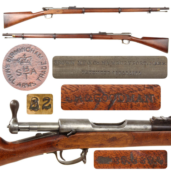 Original U.S. Brown Mfg Co. Merrill-Patent M-1871 Bolt-Action Rifle with British Birmingham Small Arms Trade Markings - circa 1872 Original Items