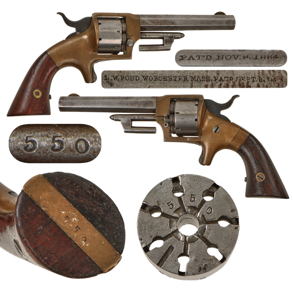 Original U.S. Civil War Era Lucius W. Pond Front Loading Revolver .22cal Revolver with Removable Chambers - Serial 550 Original Items