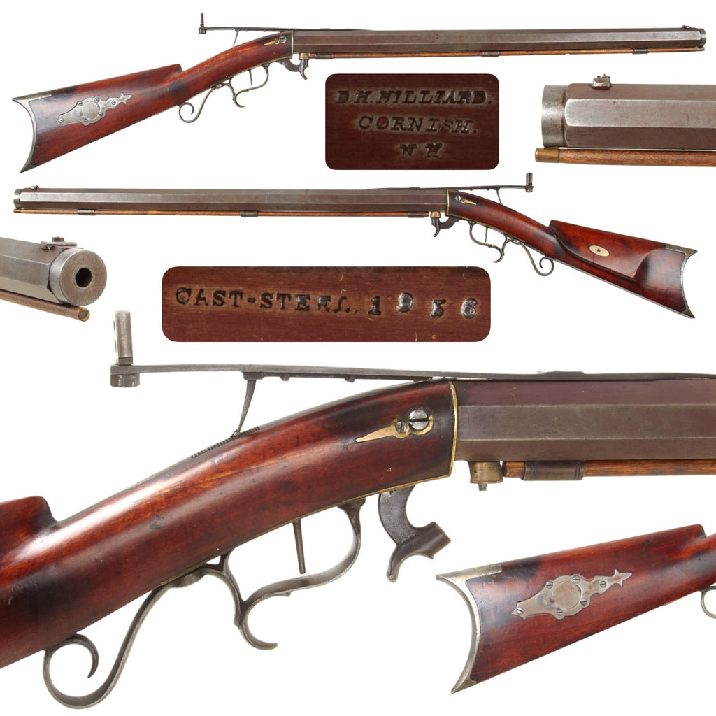 Original U.S. Civil War Era New Hampshire Half Stocked Under Hammer Percussion Target Rifle by D.H. Hilliard with Heavy Octagonal Barrel - circa 1860 Original Items