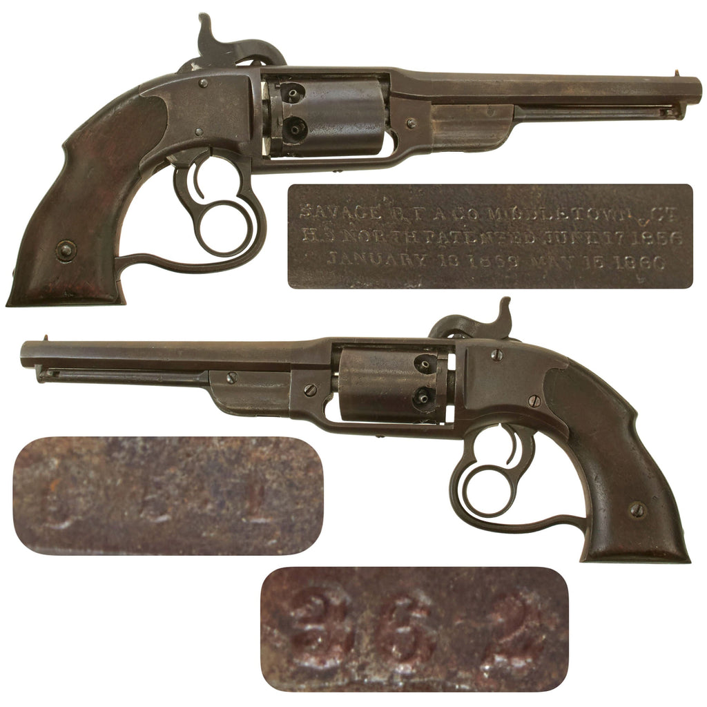 Original U.S. Civil War Savage Navy Model Revolver – Early Production Serial #362 – Rare 1861 “Figure Eight” .36 Caliber Percussion Revolver Original Items