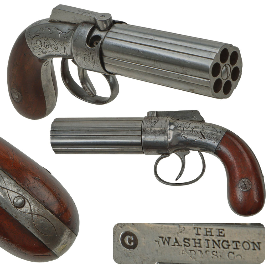 Original U.S. .32cal Double Action Percussion Pepperbox Revolver by The Washington Arm Co. Serial 3274 - Circa 1856 Original Items