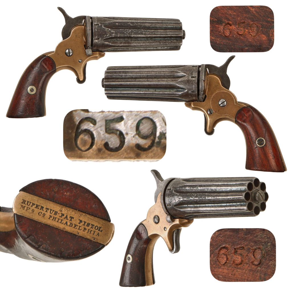 Original U.S. Civil War Era Jacob Rupertus 1864 Patent .22 Rimfire 8 Shot Pepperbox Revolver - Serial 659 Original Items