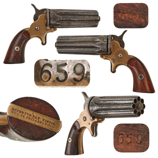 Original U.S. Civil War Era Jacob Rupertus 1864 Patent .22 Rimfire 8 Shot Pepperbox Revolver - Serial 659 Original Items
