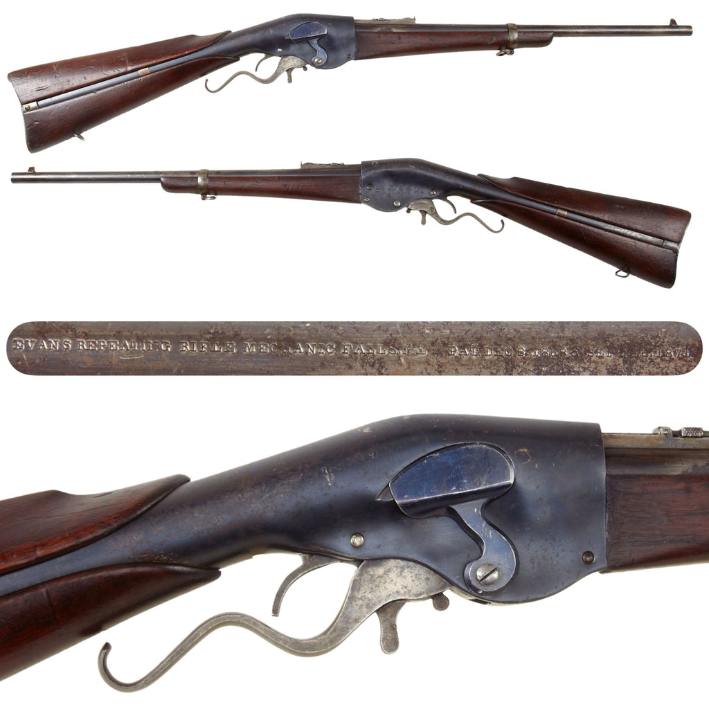 Original U.S. Evans 1877 New Model .44 Caliber Repeating Carbine - 28 Round Magazine - Excellent Bore Original Items