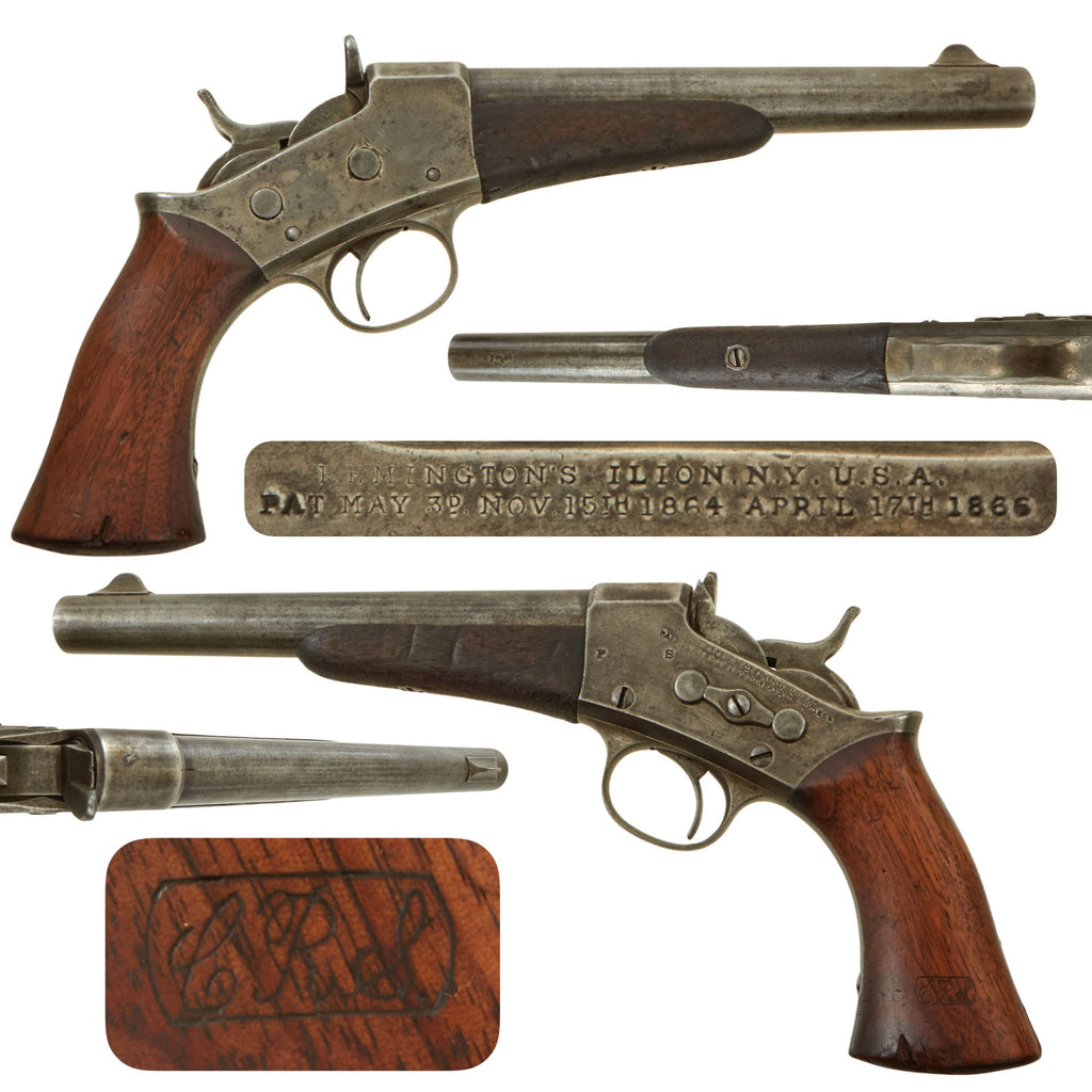 Original U.S. Martially Marked Remington Model 1871 Army Rolling Block Pistol in .50cal - Serial 3512 Original Items