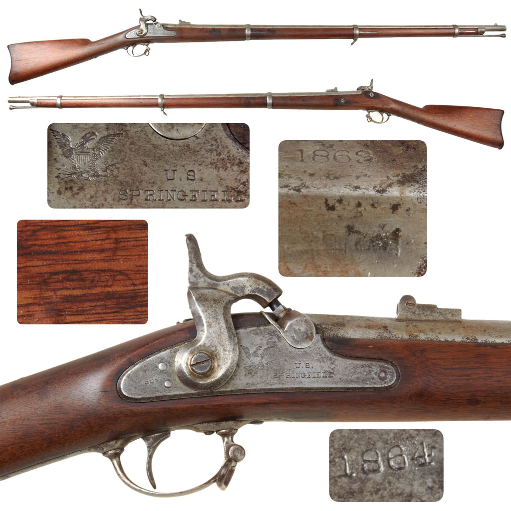 Original U.S. Civil War Springfield Model 1863 Transitional Type Rifled Musket by Springfield Armory - dated 1864 Original Items