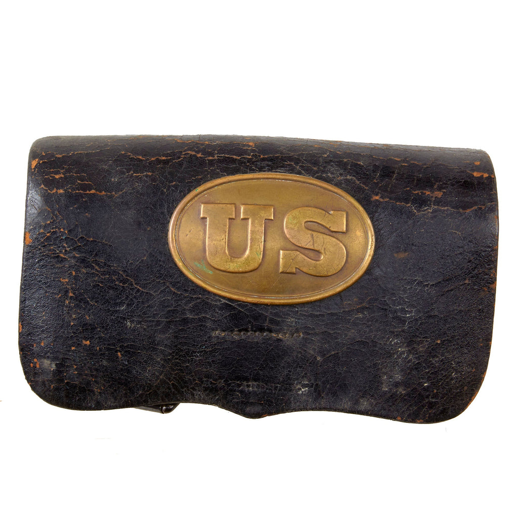 Original U.S. Civil War Model 1861 ”Universal” Carbine Cartridge Box with Attached US Cartridge Box Plate by H.G. Haedrich of Philadelphia Original Items