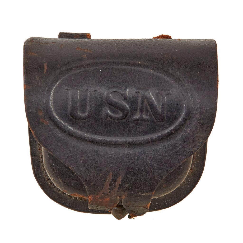 Original U.S. Civil War USN Navy Issue Federal Percussion Cap Box Pouch by Reuben Nece with Inspector Stamp - Rare Original Items