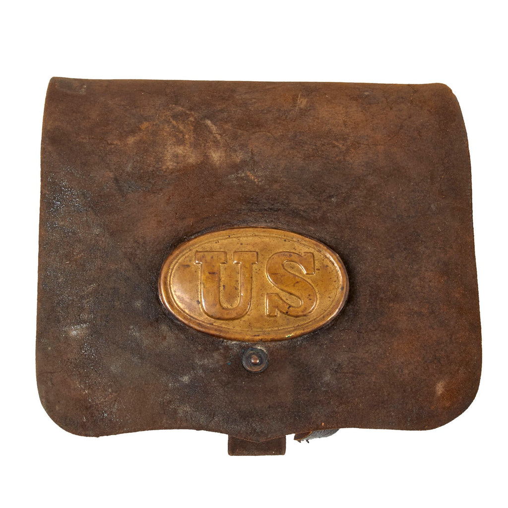 Original U.S. Civil War M1855/61 .58 Caliber Cartridge Box with Original Tins & US Box Plate Original Items