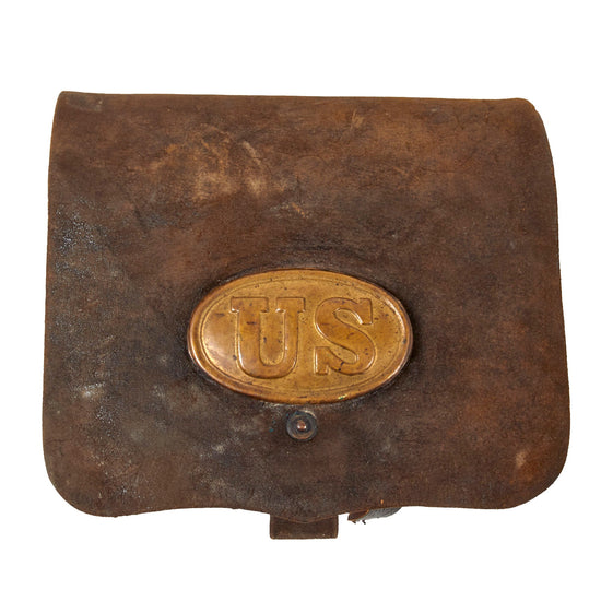 Original U.S. Civil War M1855/61 .58 Caliber Cartridge Box with Original Tins & US Box Plate Original Items