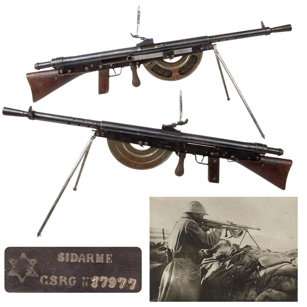 Original French WWI Fusil-Mitrailleur Modèle 1915 CSRG Chauchat Display LMG with Magazine & Anti-Aircraft Sight - Serial No. 17977 Original Items