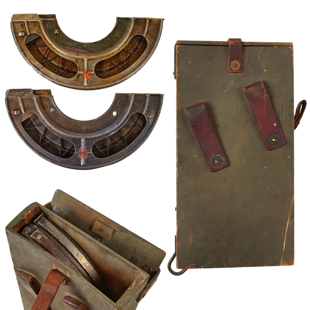 Original French WWI Pair of Modèle 1915 CSRG Chauchat Magazines in Wooden Finnish Transit Case Marked SK.Y Original Items