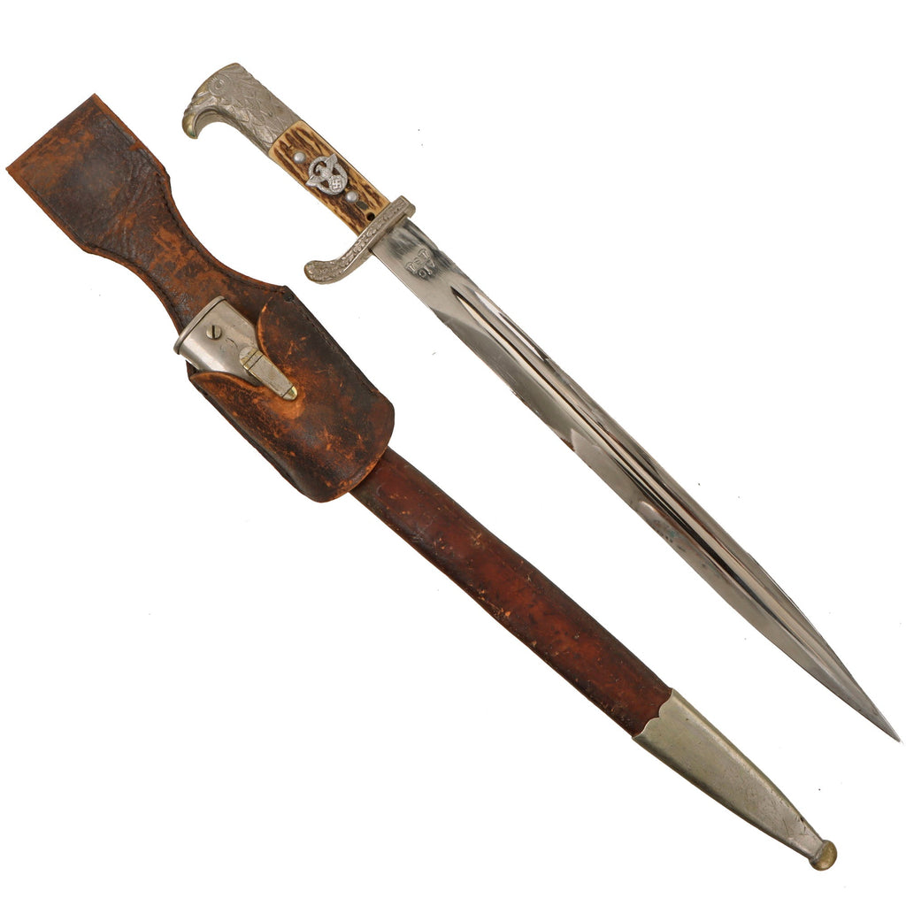 Original German WWII Rural Police Long Dress Bayonet by Alexander Coppel with Scabbard & Frog - Matching Unit Marks Original Items