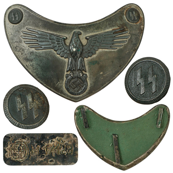 Original German WWII SS Standard Bearer's Gorget by Eugen Schmidhäussler of Pforzheim - RZM M1/128 Original Items