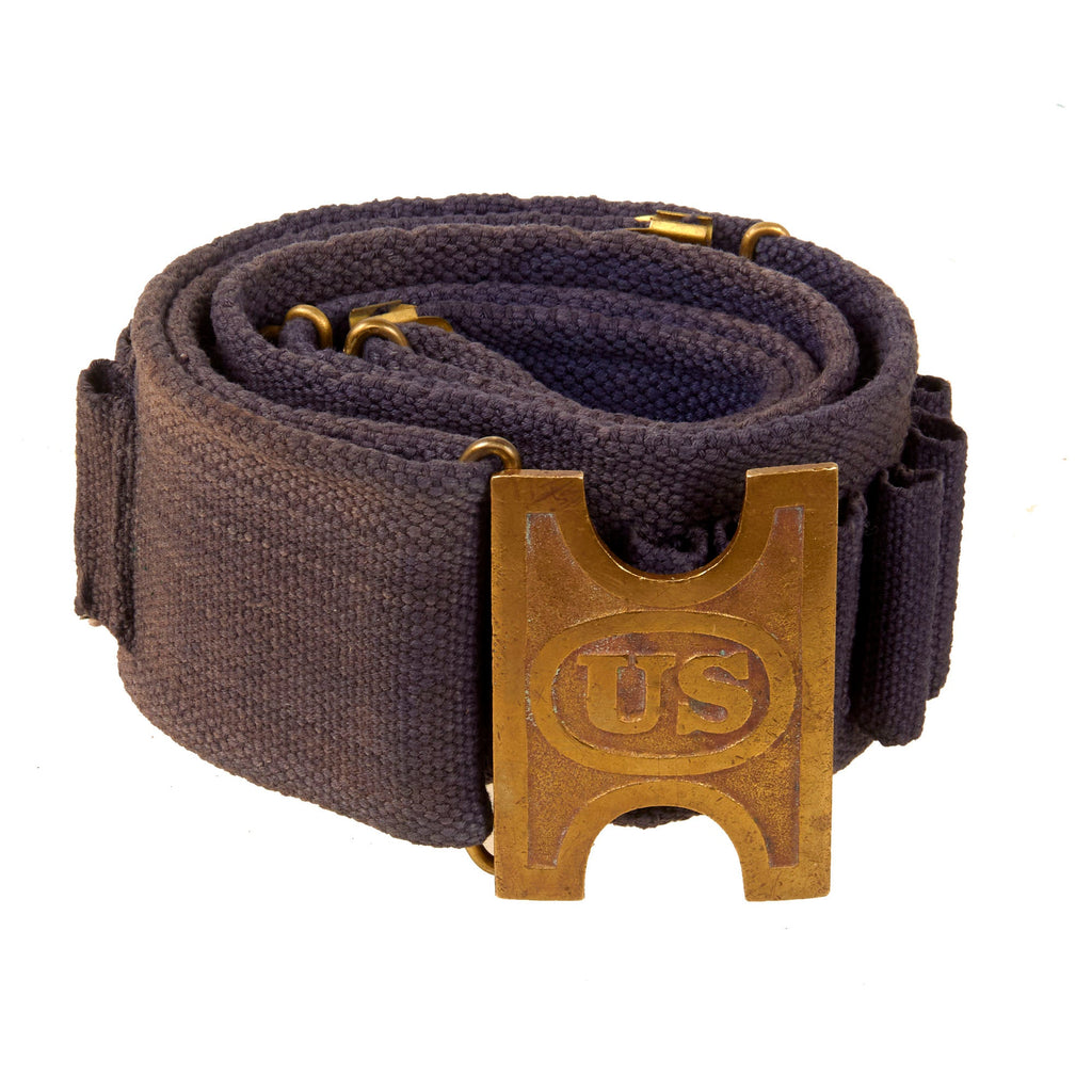 Original U.S. Spanish American War Blue Federal .45-70 Ammunition Belt with US Buckle Original Items