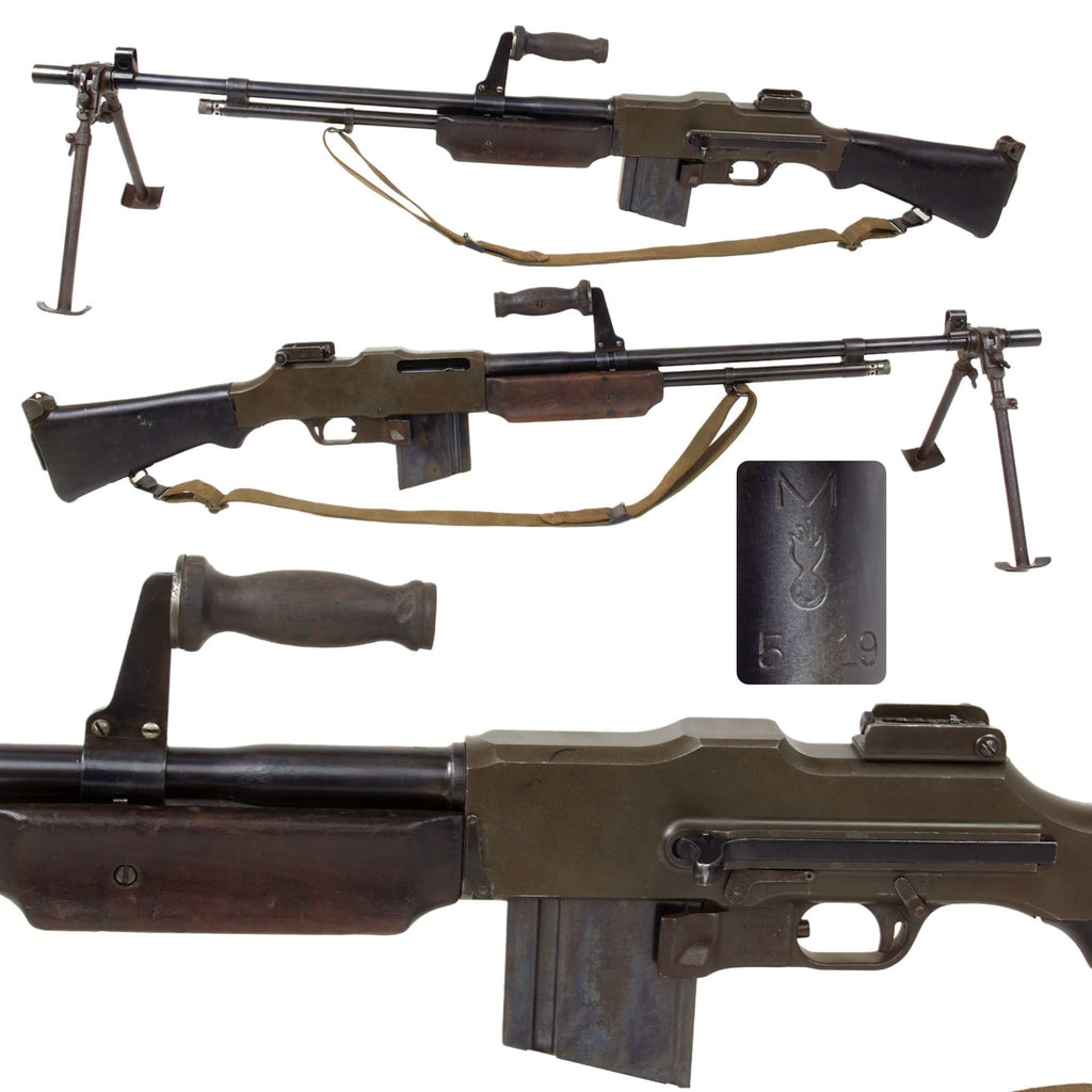 Original U.S. WWII BAR Browning Automatic Rifle M1918A2 Display Gun with Magazine and Sling - Marlin Barrel Dated 5 19 Original Items