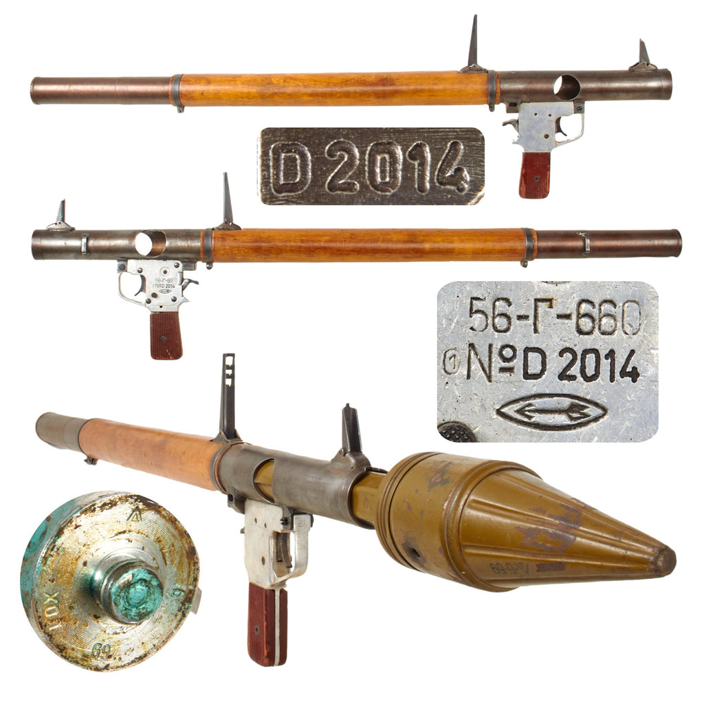 Original Soviet Cold War Inert RPG-2 Rocket Propelled Grenade Launcher Serial D2014 by Kovrov Mechanical Plant with 1969 Dated PR-20 TG-50 Training Rocket Original Items