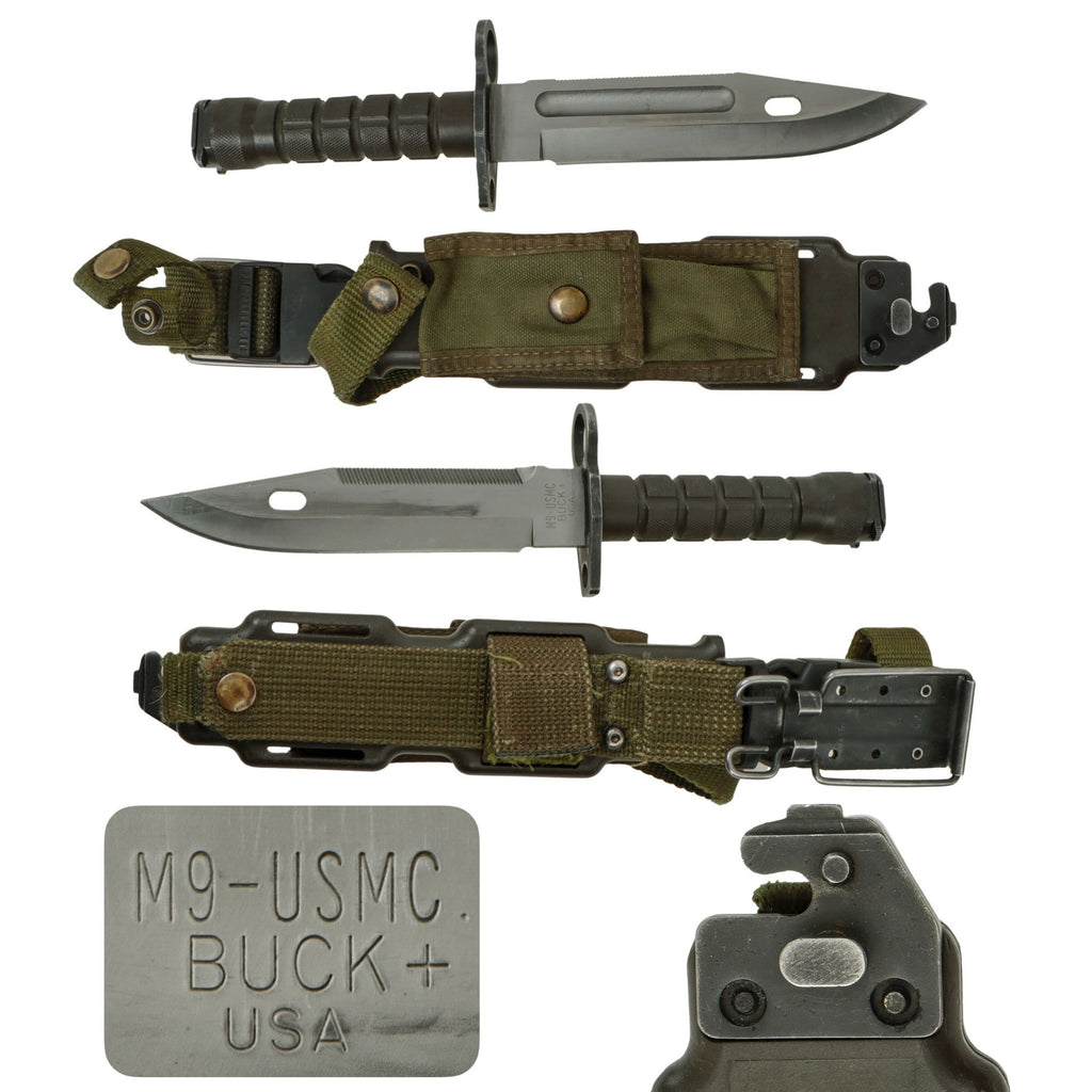 Original U.S. Cold War / GWoT Rare USMC M9 Buck+ Fixed Blade Combat Knife with M10 Wire Cutter Scabbard - 1 of 5,000 Produced Original Items
