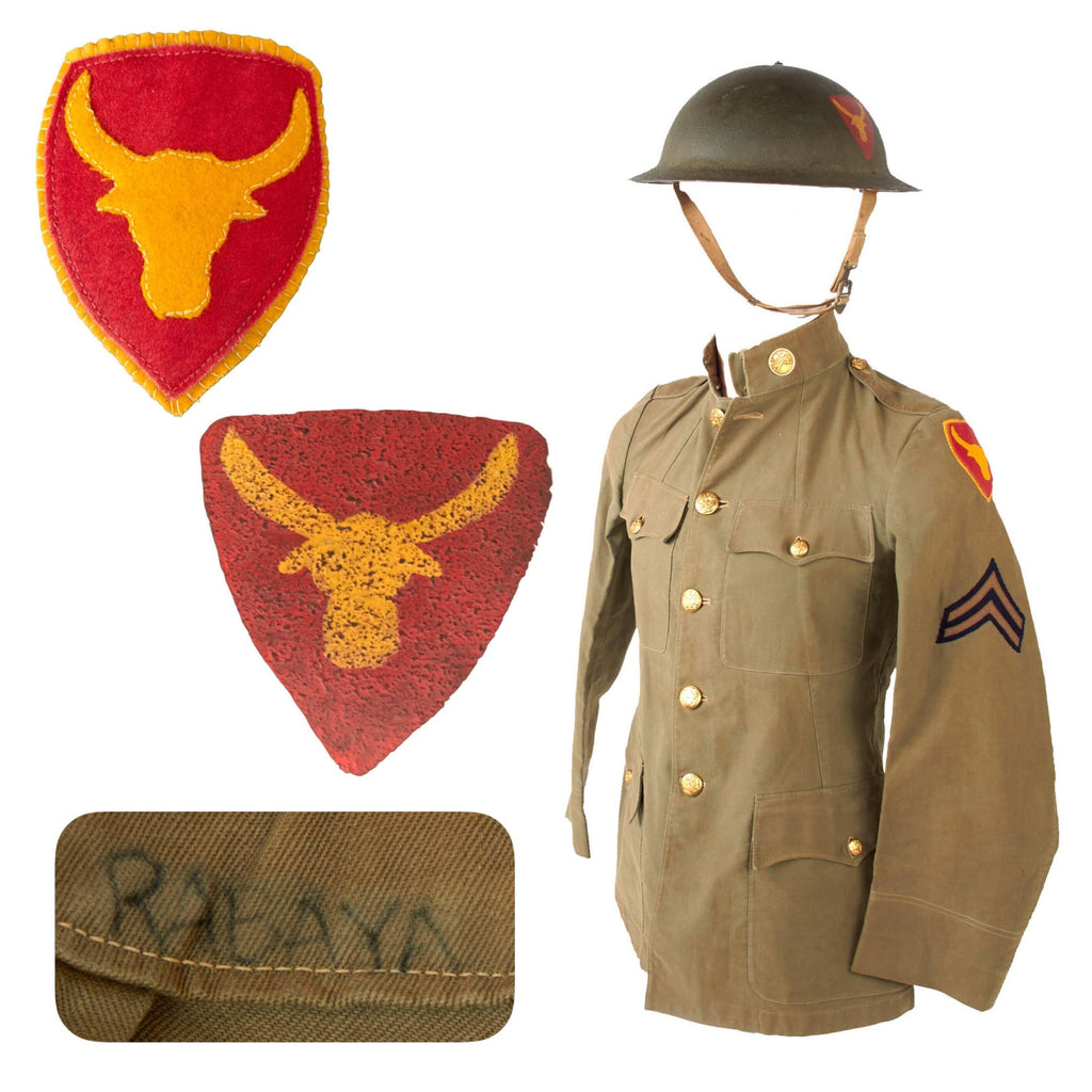 Original U.S. Pre-WWII Philippine Scouts 26th Cavalry Painted M1917A1 Helmet & Philippine-Made Service Tunic with Great Insignia - Rabaya Original Items