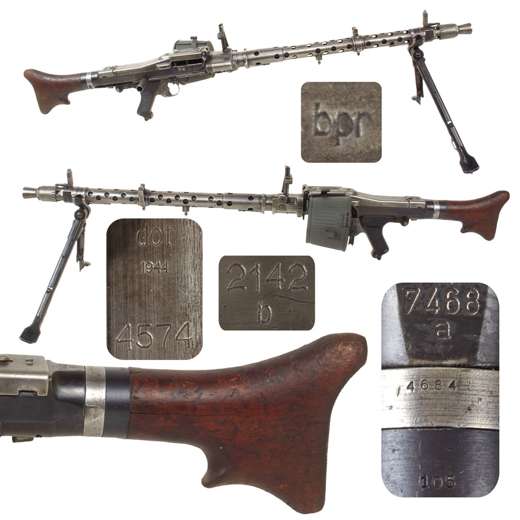 Original German WWII MG 34 Display Machine Gun by Waffenwerke Brünn with Basket Belt Carrier - dated 1944 Original Items