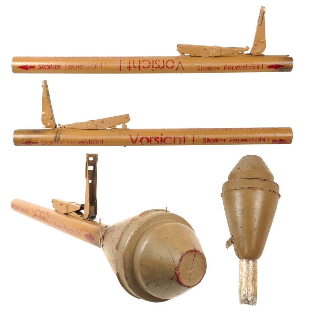 Original German WWII Inert Restored Panzerfaust 60 Anti-Tank Rocket with Wooden Dummy Projectile Original Items