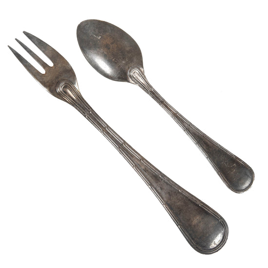 Original U.S. Desert Storm Palace of Emir of Kuwait Silverware Fork & Spoon Captured by American Soldier - Solid Gold Emblems Looted by Iraqis Original Items