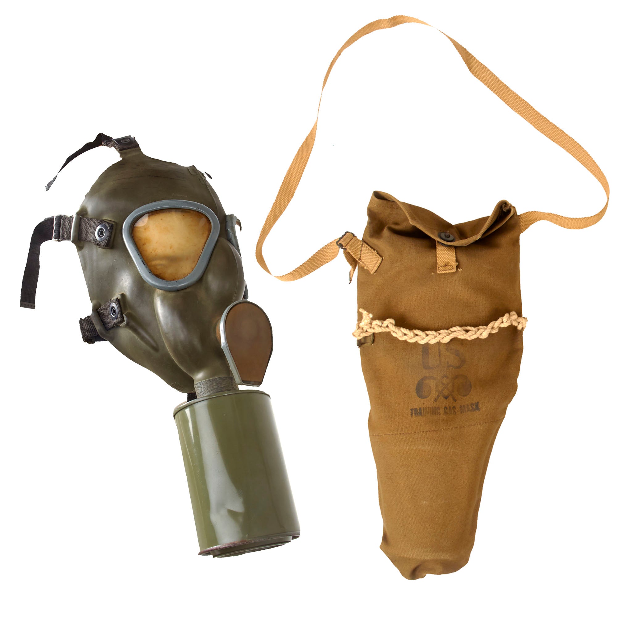 Original U.S. WWII M1A1 Training Gas Mask in Original Bag with
