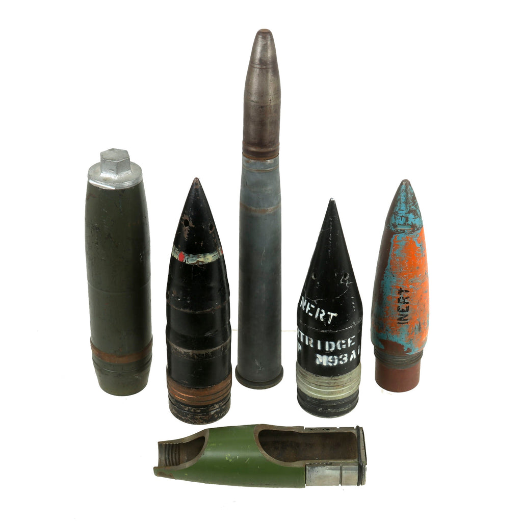 Original U.S. WWII Era Ordnance Projectile Lot - 6 Items Total Original Items
