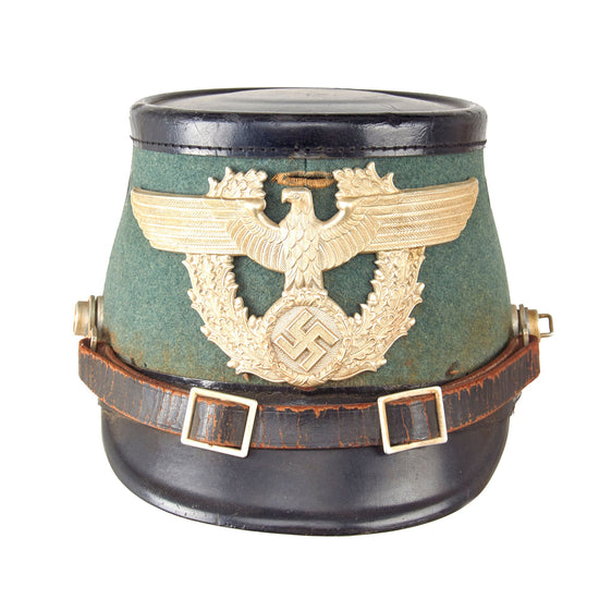 Original German WWII 1937 Dated Late Pattern Metropolitan Police Shako by EREL - Size 56 ½ - Missing Cockade Original Items